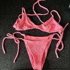RVCA Pink Crinkle Bikini Set